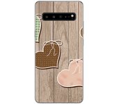 Tumundosmartphone Funda Gel Tpu para Samsung Galaxy S10 5G diseño Corazones Madera Dibujos