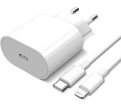 Cargador de 20W con Cable Lightning, carga Rápida 1M/2M Compatible 20W cargador USB C with Cable de Carga Rápida PD3.0 20W para iPhone 14 13 Fuente de Alimentación de Cargador Rápido USB C with Cable Type C to L de 2M para iPhone 12 11