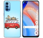 Tumundosmartphone Funda Gel Tpu para Oppo Reno 4 5G diseño Furgoneta Dibujos