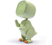 Reloj despertador para niños, Reloj de entrenamiento para dormir para niños con Luces Nocturna, Reloj despertador recargable con música, Reloj digital de Dinosaur para niños y niños (Green)