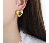 Encanto Pendientes brillantes de circonitas rojas, negras, blancas y verdes con incrustaciones de textura en forma de corazón francés. Pendientes femeninos de material de cobre ecológico y ligero. Pendientes colgantes en forma de corazón para mujer.