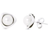 Inmaculada Romero Pendientes Oro Blanco 18k Mujer Triángulo Perla Presión