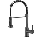 Grifo de Cocina Negro, coctel con rociador de fregadero de Arco Alto giratorio de 360 °, rociador extraible, 2 Modos