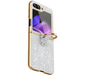 Luxury Plating Bling Glitter Ring Holder Phone Case For Samsung Galaxy Z Flip 6 5 4 Flip6 Flip5 Flip4 Flip3 Hard Plastic Cover
