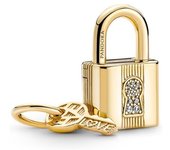 Charms Pandora Moments - Candado y llave，Viene con embalaje de caja de regalo original.