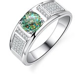 Real 1.0 Carat Moissanite Ring For Men Pure Solid 18K White Gold Rings D Color Diamond Engagement Wedding Ring Jewelry Gift