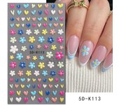 5D Embossed Flower Colorful Nail Stickers Simple DIY Wildflower Sliders Sunflower Daisy Spring Engraved Art Manicure Decals