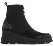 Hispanitas HI243711 Bota con cuña de 6cm y plataforma de 3cm,media caña,piel,cremallera,deportiva,color liso, para señora