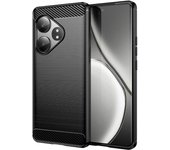 Funda para móvil Realme GT 6 / Realme GT 6T Carcasa Protectora Antigolpes Silicona Negra Diseño Fibra de Carbono Resistente Absorción de Choque [Compatible Carga Inalámbrica]