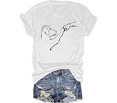Dog & Hand Print T-Shirt, Casual Crew Neck Short Sleeve Top for Spring & Summer, Women's Clothing