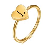 Simple Love Gold Ring Fashion 26 letter stainless steel heart Ring for women jewelry gift