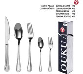 Mr.Spoon Serie Flores Juego 60 o 72 piezas cubiertos,Acero Inoxidable18/0,Plateado,Económico y funcional,Incluye cuchillo de carne o mesa,tenedor,cuchara,cucharilla,etc.Mango monobloque,Apto para lavavajillas,Empaque ecológico,Para casa,hotel,restaurante