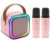 FGNS Máquina de Karaoke para adultos y niños, con 2 Micrófonos Inalámbricos, Altavoz Karaoke Portátil con Luz LED y Efectos de Cambio de Voz, Mini Altavoz Bluetooth portátil con 2 micrófono, luces Led para fiesta en casa, regalos de cumpleaños.