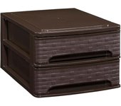 COM-FORT HOUSE  Cajonera Apilable de Plástico  Modelo Bambu  Color Wengue Cajones de Almacenamiento Modular