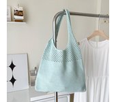 Bolsos de hombre de gran capacidad para Mujer, Bolso de tejido hueco, bolsos de DOT, Tote de Compras Eco Femenino