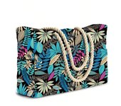 Striped Canvas Beach Bag, Large Capacity Shopping Bag, Fashion Travel Tote Bag, Ideal for Beach, Travel and Camping