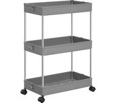 SONGMICS Carrito Auxiliar con Ruedas, Carrito Cocina, Estantería con Ruedas, Carrito para el Baño, para la Cocina, 40 x 22 x 60 cm, Gris/Blanco