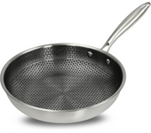 Set de 3 Sartenes híbridas antiadherente de Acero Inoxidable Tri-Ply con Tecnología Panal de Abeja – 20cm / 24cm / 28cm – Antiadherente, Apto para Inducción, Horno y Lavavajillas. Marca Royalty Line