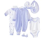 0-12M Newborn Infant Baby Girl Clothes 8Pcs Cotton Skin-Friendly Soft Sets Spring Striped Cute Baby Clothing Homewear