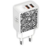 Cargador de pared tech one tech art-deco tec2510/ 2xusb/ 2.4a/ blanco