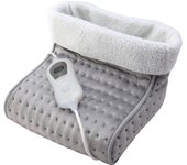 Mobiclinic Calientapiés eléctrico Muy bajo Consumo 100W Apagado automático Lana y Vellón Marca española Forro Interior fácilmente Lavable 3 Niveles de Temperatura 30 x 30 x 24cm Gris