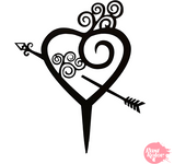 Topper Para Tarta Negro - Corazon Flechado