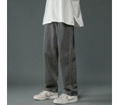 Korean Men's Casual Hip Hop Long Baggy Jeans Classic Man Straight Wide Leg Denim Pants Light Blue Grey Black Streetwear Trousers