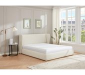 Vente-unique - Canapé abatible de 160 x 200 cm - Tela de rizo - Crema + Colchón - CORTAGA