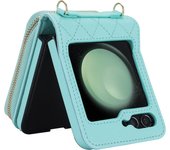Crossbody Zipper Cards Slot Leather Case for Samsung Galaxy Z Flip 6 5 4 3 Flip6 Flip4Flip5 Long Lanyard Pocket Bag Wallet Cover