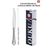 Mr.Spoon Serie Hielo Cuchillos de 12, 48 o 120 piezas,Acero inoxidable 13/0,Alta calidad y acabado,Cuchillo de carne y mesa largo 243mm,cuchillo de fruta 202mm,Mango monobloque,Apto para lavavajillas,Empaque ecológico,Ideal para casa,hotel,restaurante