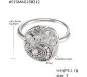 Encanto Estrellas brillantes，y luna De acero inoxidable con forma de estrella, Luna, ojo,Anillo ovalado de circonia colorida para mujer, acero inoxidable 316 chapado en oro, Luna, estrellas, moda para pareja, anillo de dedo de promesa, regalo de joyería