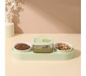 Cat Food Bowl Pet Automatic Feeder Water Dispenser Dog Cat Food Container Drinking Dish Anti Slip Double Bowl