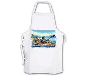 MERCHANDMANIA DELANTAL TALLA ADULTO deporte playa kayak amigos isla tropical cocina kitchen apron