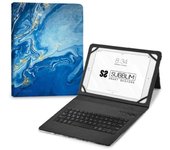 Funda + teclado subblim para tablet 11 pulgadas trendy marmol azul