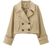 EDSA Women Cropped Trench Coat Long Sleeve Spring Jackets for Women Elegant Ladies Jacket In Outerwear