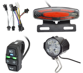 LED E-Bike Front Brake Rear Light Set 24/36/48V Bike Rack Lamp with Horn Headlight Switch Electric Bike Tail Light Accessories