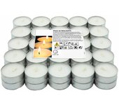 Tradineur - Pack de 50 velas de té con aroma neutro, tealights, tiempo de combustión: 4,5 horas, decoración del hogar (Blanco, 3,7 x 1,6 cm)