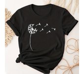 Dandelion Print Crew Neck T-Shirt, Casual Short Sleeve T-Shirt For Spring & Summer, Women's Clothing