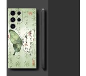 New Chinese Butterfly Document Cover Phone Case for Samsung Galaxy S24 Ultra S22 S23 Ultra S21 S20 FE 5G S24 FE Back TPU Shell