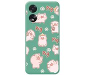Tumundosmartphone Funda Silicona Líquida Verde para Oppo A18 diseño Cerdos Dibujos