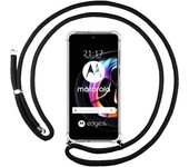 Funda Colgante Transparente para Motorola Edge 20 Lite con Cordon Negro