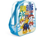 Mochila de Playa Paw Patrol 31cm, Bolsa Playa Transparente con Rejilla La Patrulla Canina, Mochila Infantil para Niñas, Regalo Cumpleaños, Piscina, Camping, Campamento, Vacaciones, Color Azul