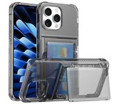 Card Slot Holder Phone Case For iPhone 16 Pro Max 15 14 Plus 13 12 11Pro Max Bracket Stand Shockproof Hard Transparent Cover