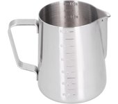 Jarra para espumar leche de acero inoxidable 304 de 600 ml con escala interior y boca puntiaguda para espumar café en la cocina del hogar