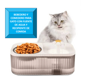 Bebedero y Comedero para Gatos Lolek con Fuente de Agua, 3l de Capacidad, Filtro Incluido