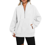 Stand Collar Casual Sweatshirts Half Zip Women Cropped Pullover Thumb Hole Overzised Hoodie Solid Color Plus Size Sports Outfit