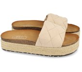 Davinia Shoes Sandalia Plana para Mujer, Forrada de Yute, Planta Anatomica Comodas, con Pala Simple a Cuadros, Primavera Verano 2021 Shoes&Blues.es YT32-Beige