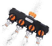 Divisor de vías, conector de manguera para uso exterior, flujo de agua bloqueable ajustable, distribuidor de riego de jardín para patio exterior