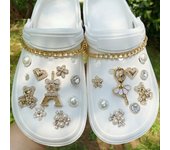 Electroplated Gold Drill Bear, Love Dollar, Garden Shoe Accessories, Hollow Shoes Accessories, DIY Shoe Flowers, 20Pcs
