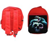 MERCHANDMANIA PACK MOCHILA ROJA Y ESTUCHE calavera serpiente  oscura gotico school material brujeria oscuridad